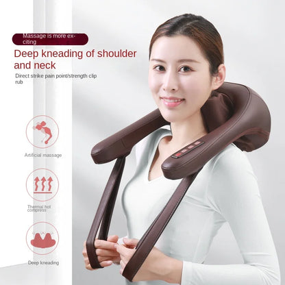 U Shape Pillow Electric 6D Neck Massager Shoulder Rechargeable Infrared Heated Kneading Home Massage Shawl Parants Gift