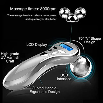 New 4D Facial Massager Roller Microcurrent Face Massager Roller Beauty Skin Care Tool for Face Eye Neck Gift for Women