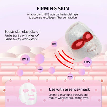 Anti-acne Wrinkle Removal Skin Care Beauty Massager Wireless LED Mask Hot Compress Photon Therapy Tender Skin Firming