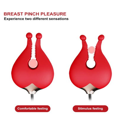 2 in 1 Vibrating Breast Clip for Women Rose Vibrating Stick for Women Egg Jumping Breast Stimulation Massage Adult Sexual Toys