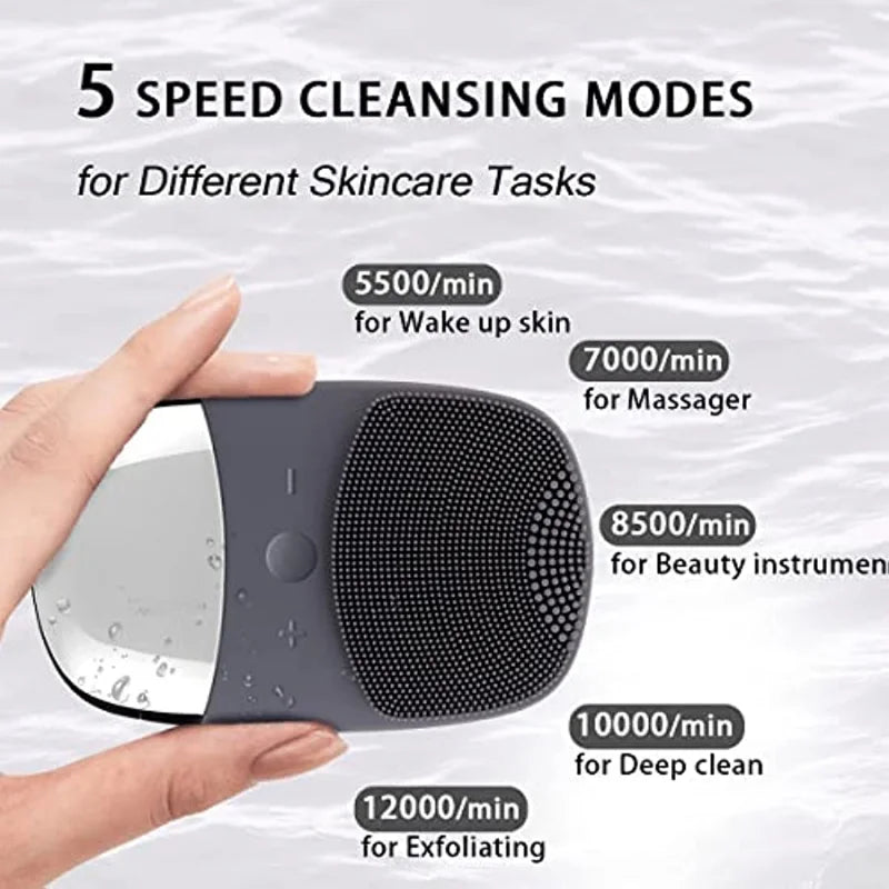 New Electric Facial Cleansing Brush Silicone Vibrating Massager Face Scrubber Brush Deep Cleanning Blackhead Remover Exfoliating