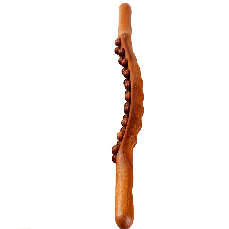 1pc 20 Beads Rolling Pin Universal Back Needle Massage Tendons Beech Wood Scraping Stick Point Treatment Guasha Therapy Tool