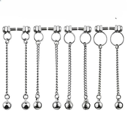 A pair Stainless Steel Sex Bell Breast Clip for Men Women Nipple Clip with Chain for Husband Wife Sex Breast Tip Stimulation Toy