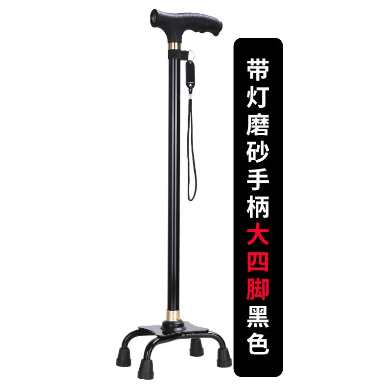 Non-slip Telescopic Walking Stick for The Elderly Mothers Fathers Limited Mobility Led Light Walk Cane Aluminium Metal Crutches