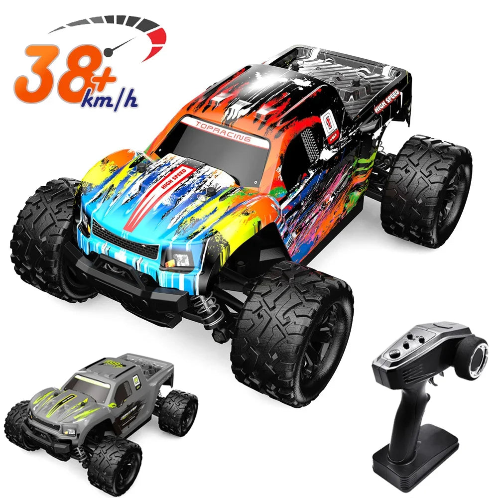 1/18 Scale 4WD Off-Road Monster Trucks RC Cars with 38KM/H High Speed, 2.4 GHz Remote-Controlled Electric All Terrain Car Toys