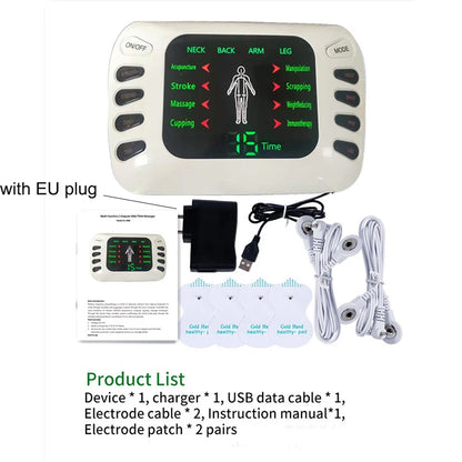 BXA 309B Dual Output Tens Acupuncture Electric Therapy EMS Muscle Stimulator 8 Modes Meridian Physiotherapy Apparatus Massager