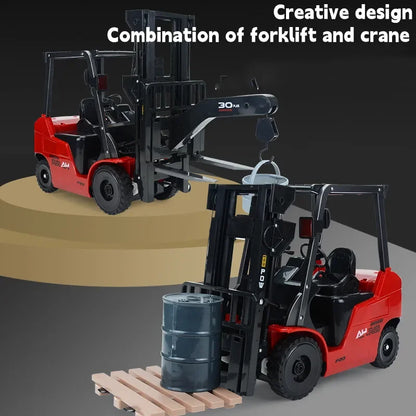 2.4G Wireless Remote Control Alloy Forklift Crane 11-way Simulation Forklift Model Electric Sound and Light Toy Car