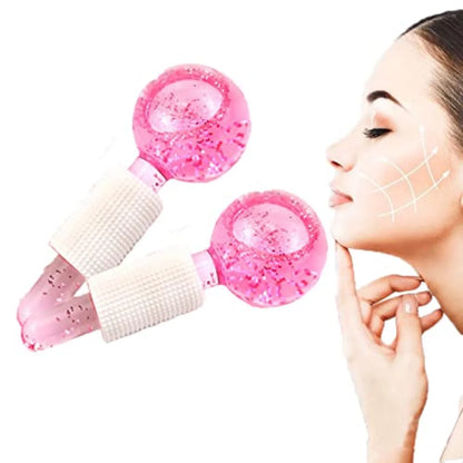 2PCS Beauty Ice Hockey Energy Beauty Crystal Ball Facial Cooling Ice Globes Water Wave For Face And Eye Massage Roller Skin Care