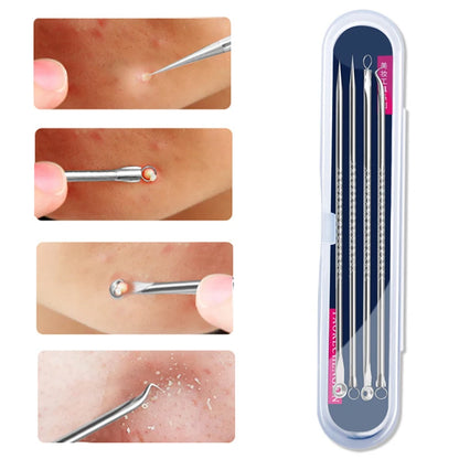 BXA 4pcs Acne Blackhead Comedone Black Spot Pimple Blemish Remover Skin Care Women Beauty Acne Treatment Pore Clean Needle Hook