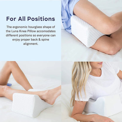 Knee Pillow for Side Sleepers - 100% Memory Foam Wedge Contour- Spacer Cushion for Spine Alignment Back Pain Pregnancy Support