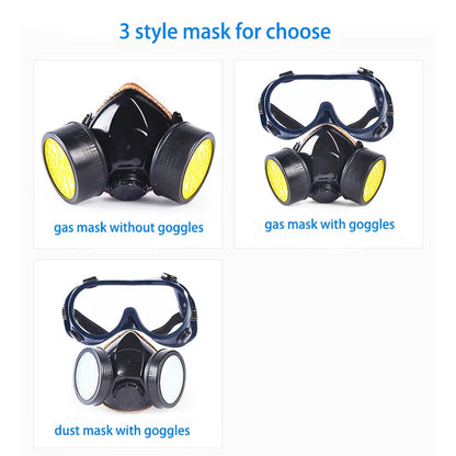 BXA Dustproof Gas Mask Half Face Mask Safety Organic Chemical Anti Dust Filters with PC Goggles PM2.5 Breathing Respirator Mask