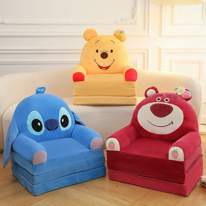 150cm Cute Cartoon Strawberry Bear Lazy Foldable 3-Layer Sofa Can Be Dismantled Washed Plush for Kids Girls Gifts Travel Tatami