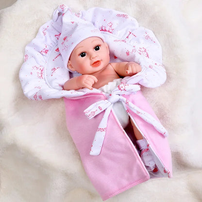 35CM Cute Baby Reborn Dolls Toys Lifelike Infant Baby Swaddle Blanket Silicone Waterproof Doll Reborn Toy for Girls Gifts