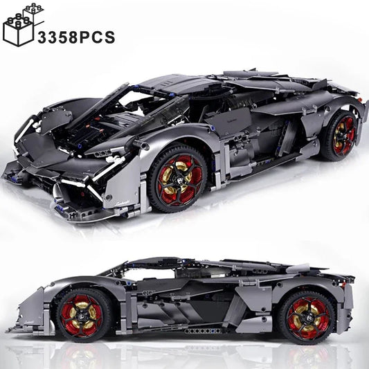 3358PCS Technical MOC 1:8 Lambor Terzo Millennio Black Sport Car Building Blocks Assemble Bricks Toys Gifts for Kids Boys