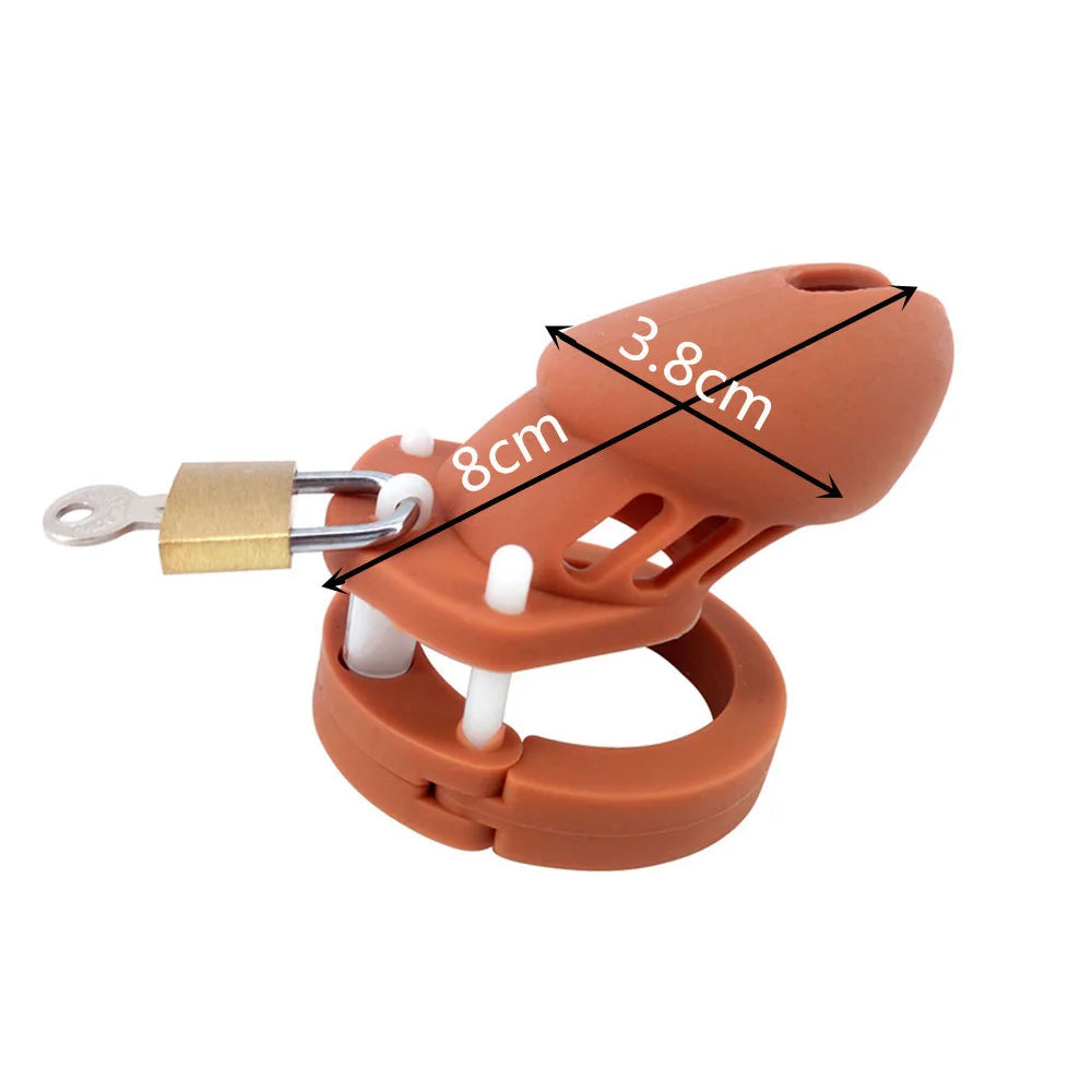 1PCS Medical Soft Silicone Male Chastity Device with 5 Size Penis Ring,Cock Cages,Virginity Lock Sex Toys for Men Couple