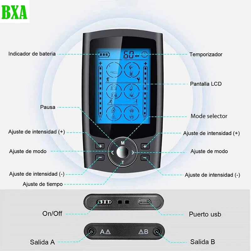 New 36 Modes Tens Muscle Stimulator Electric EMS Acupuncture Body Massage Digital Therapy Slimming Machine Electrostimulator