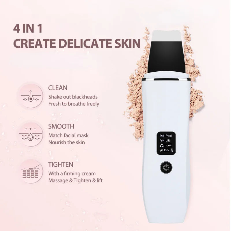 EMS Ultrasonic Skin Scrubber C3 Peeling Shovel EMS Microcurrent Ion Acne Blackhead Remover Face Deep Cleansing Facial Lifting