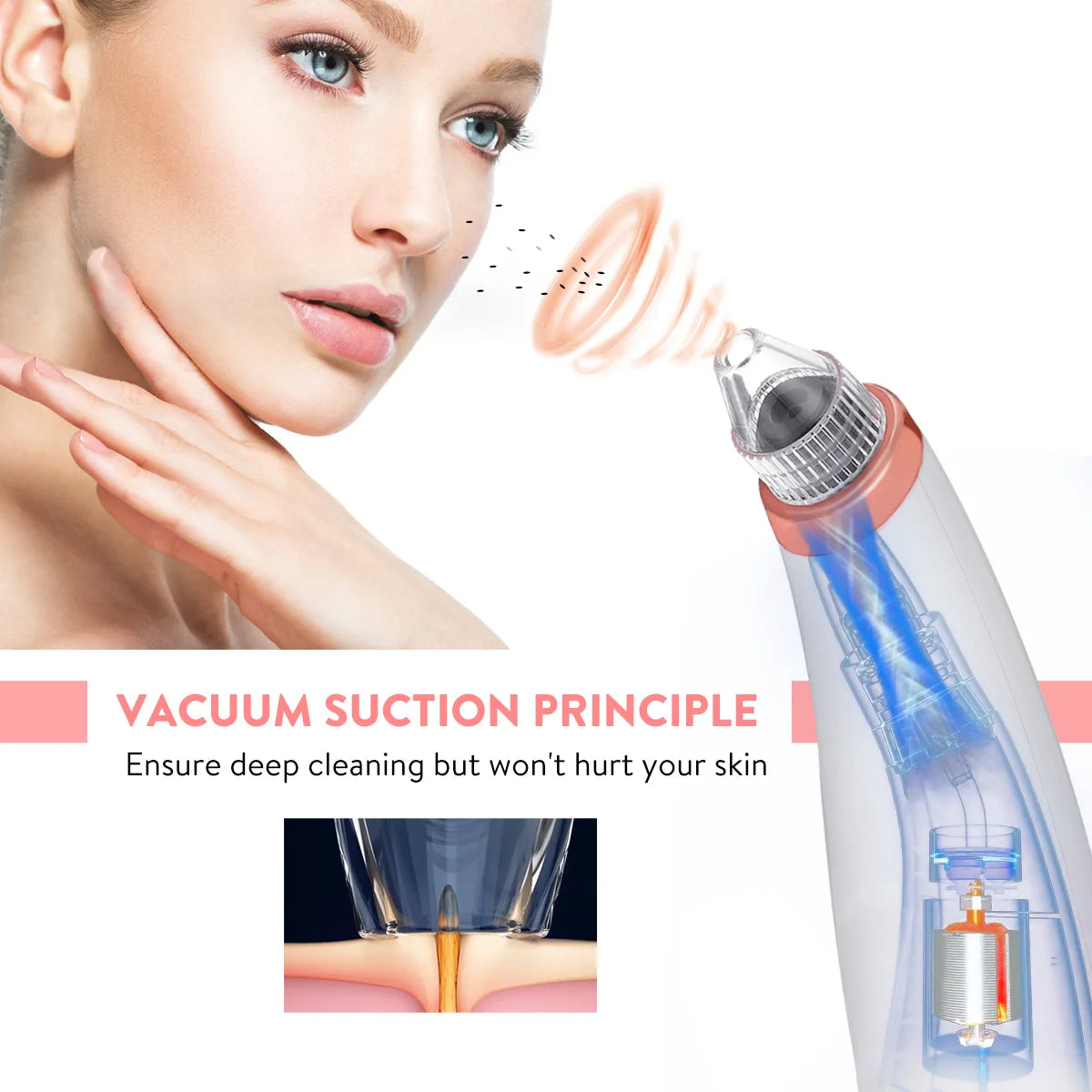 White Blackhead Remover Face Pore Vacuum Skin Care USB Rechargeable Acne Pore Cleaner Pimple Removal Vacuum Suction Tools