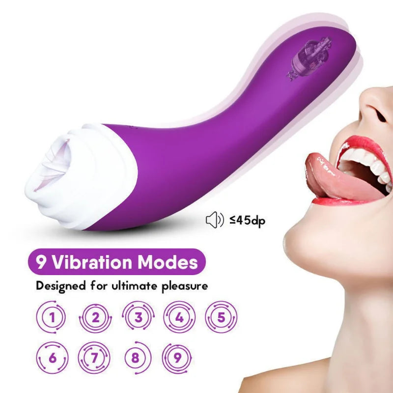 1PCS Powerful G-Spot 9-Frequency Rechargeable Tongue Massager Clitoris Stimulator Vibrator Masturbator Sex Toys for Women