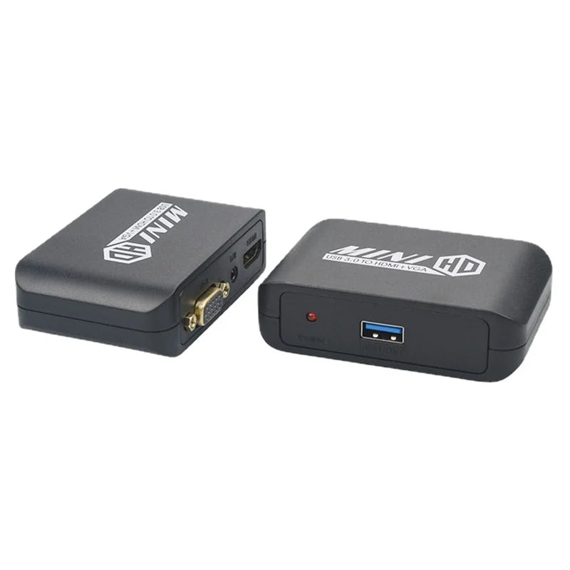 USB 3.0 To HDMI Audio Converter - USB To VGA Extender - HD Video Dual Display with 3.5mm Audio