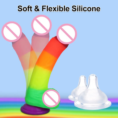 Soft Skin Feels G-spot Dildo Realistic Multicolor Dildo Big Penis with Suction Cup Sex Toys for Women Female Masturbation 18+