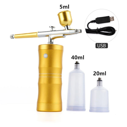 NEW Air Compressor Kit Top 0.4mm Pink Mini Air Brush Paint Airbrush Airbrush Nail Art Tattoo Craft Cake Nano Mist Mist sprayer