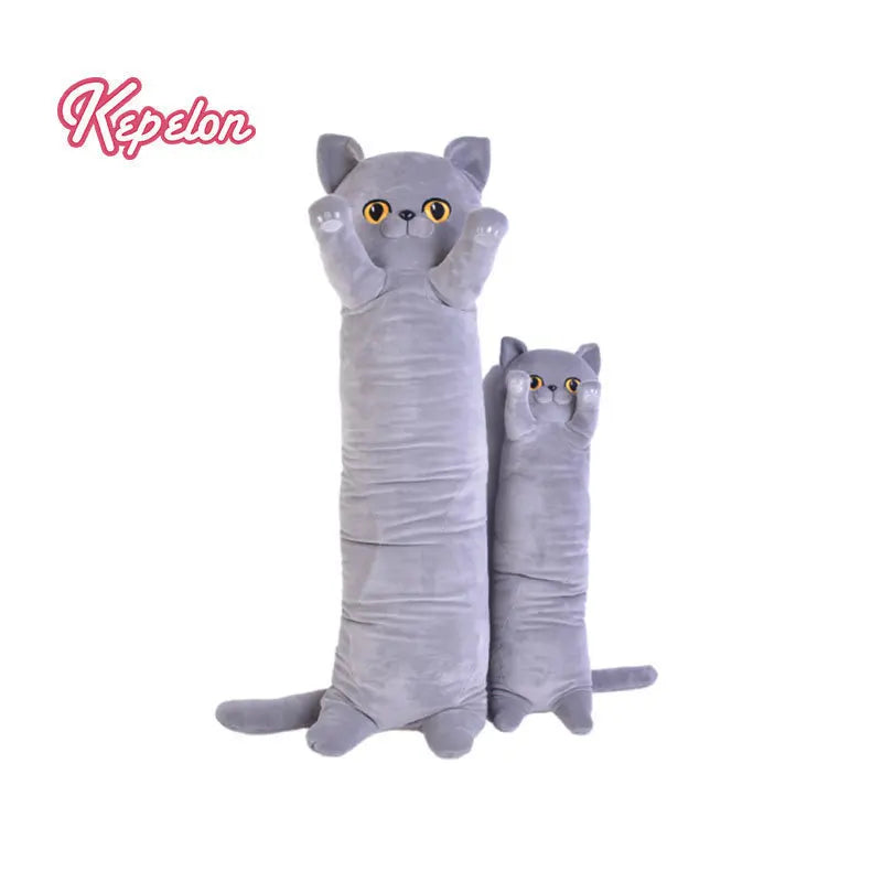 Soft Cat Plush Island Long Stripe Pillow Down Cotton Stuffed Cartoon Kitten Cats Doll Plushie Peluche Sleeping Leg Pillow Gift