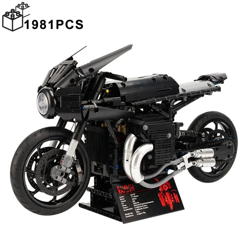 1981PCS MOC Assemblr Bricks Toys Technical Dark Knight 1:5 Bat Motorcyle Building Blocks Batcycle Motorbike Gifts For Boy Kids