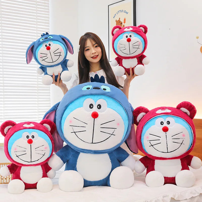 40/50/60cm Doraemon Doll Plush Toy Turned Into Stitch Jingle Cat Throw Pillow Robot Cat Birthday Children Gift Home Decorations