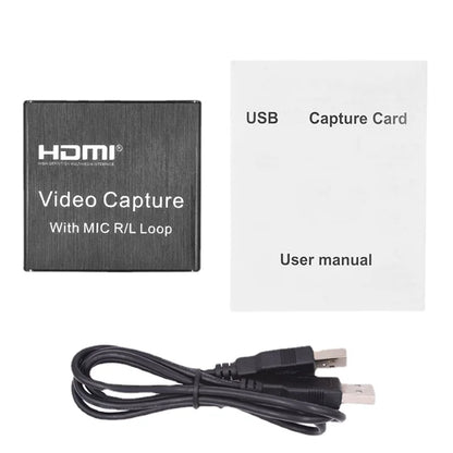 USB HDMI Capture Card - HD Video Recording Box for OBS Game Live Streaming with 3.5mm Mic Input