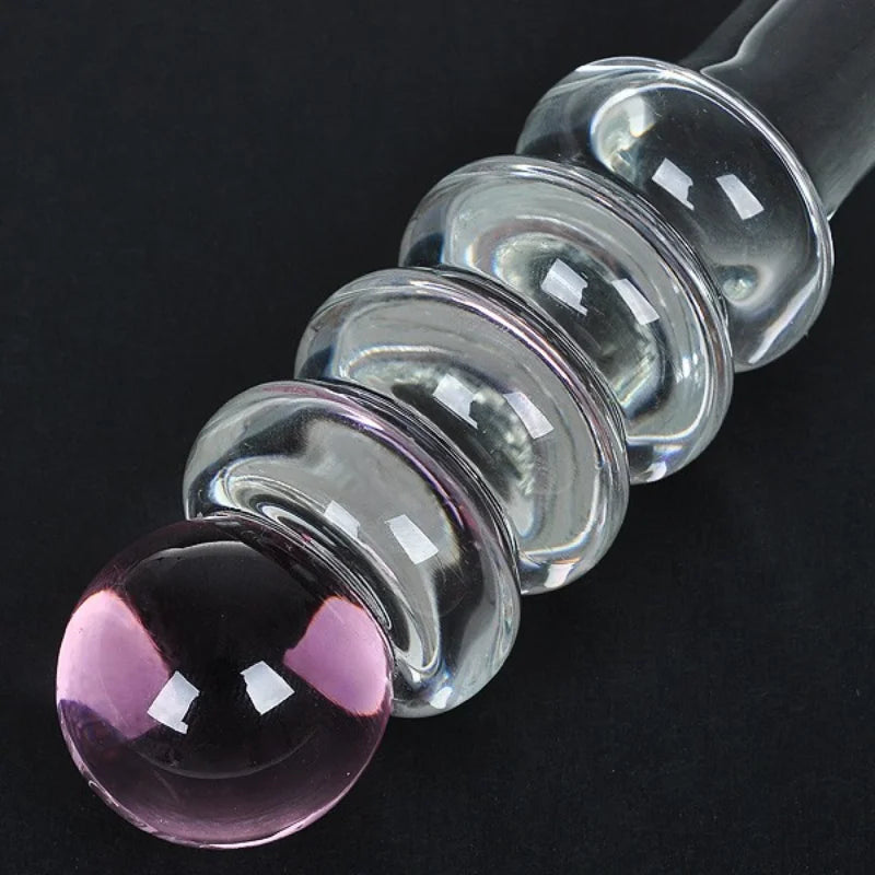 1PCS Double Head High Borosilicate Fourth Ring Crystal Glass Simulation Dildo Sex Toy For Woman Couples Vaginal Stimulation