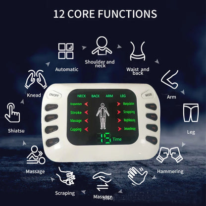 BXA 309B Dual Output Tens Acupuncture Electric Therapy EMS Muscle Stimulator 8 Modes Meridian Physiotherapy Apparatus Massager