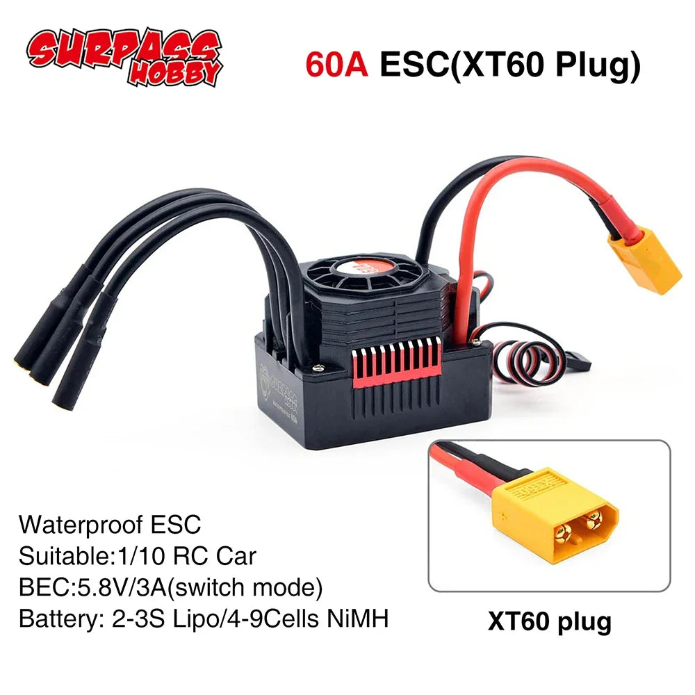 SURPASSHOBBY ESC 150A 80A 120A 25A 35A 45A 60A Waterproof for 1/8 1/10 1/12 RC Car Brushless Motor