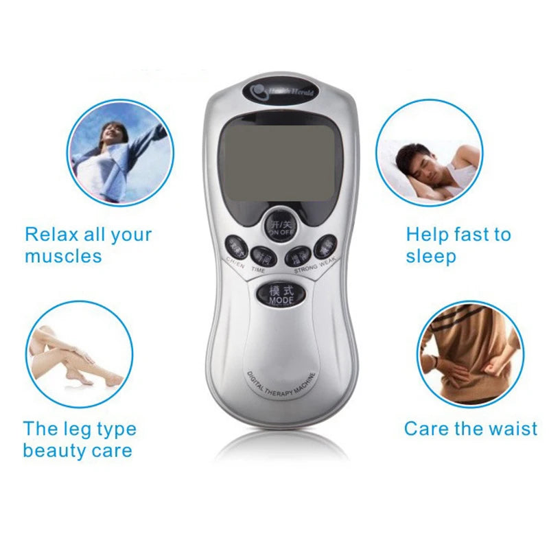 Set 2/4 way Electrode Pads Electric Tens Massage Machine Acupunture Digital Therapy Pulse Stimulator Full Body Slimming Massager