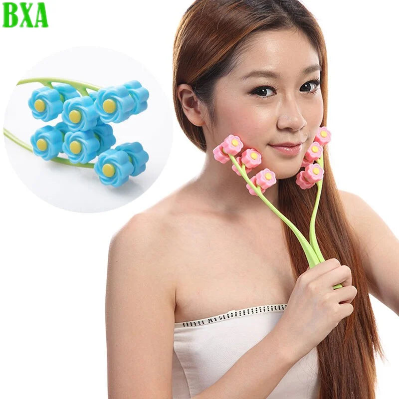 BXA Portable Facial Massager Roller Slimming Face Flower Shape Anti Wrinkle Face-Lift Relaxation Beauty Tools Finger Massage