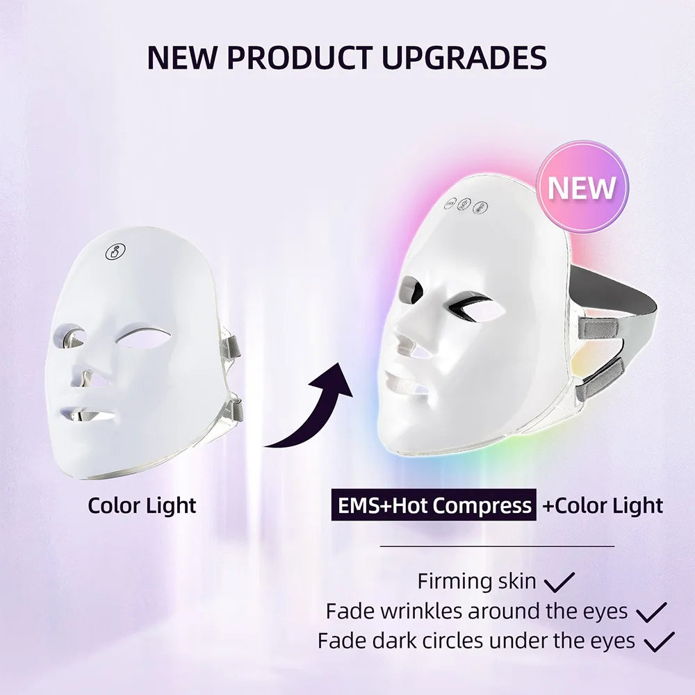 Anti-acne Wrinkle Removal Skin Care Beauty Massager Wireless LED Mask Hot Compress Photon Therapy Tender Skin Firming