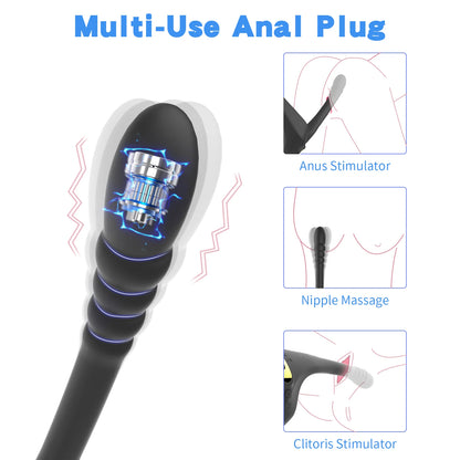 Anal Butt Plug Sperm Locking Penis Ring Remote Vibrating Masturbator Male Prostate Massager Cock Vibrator Sex Toy for Men Adult