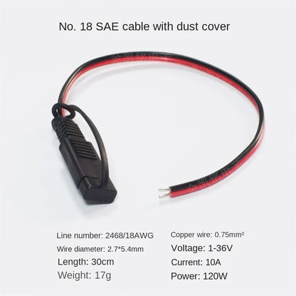 10A Solar Panel Extension Cable 18AWG Connection Wire 0.75mm² with Dust Cap SAE Power Cord 30cm