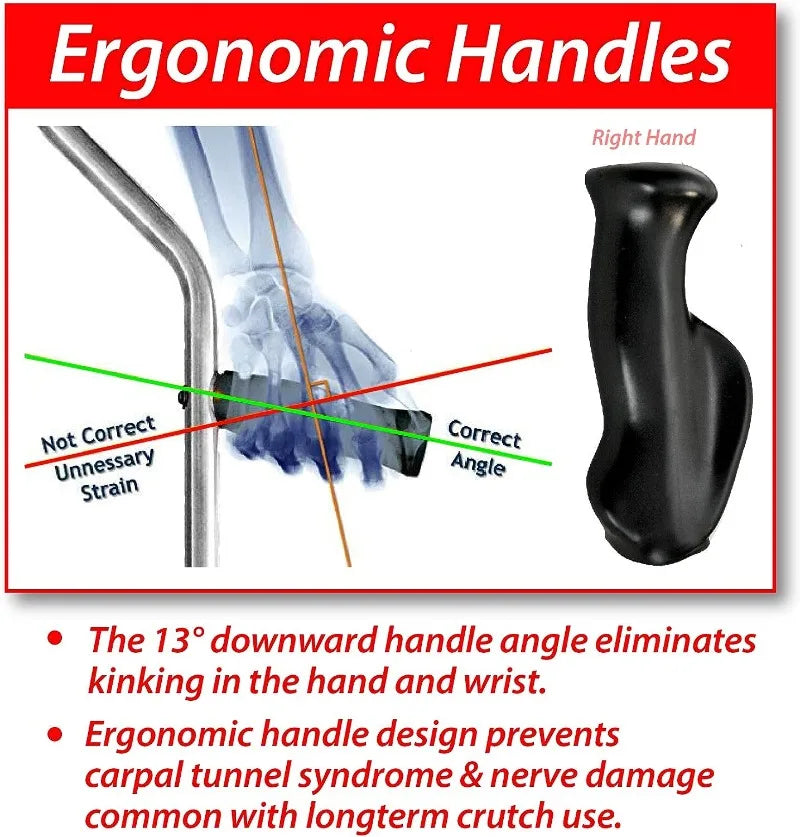 in-Motion Pro Crutch Foldable Ergonomic Handles Spring Assist Technology Articulating Tips Size Tall (5'7" - 6'10")