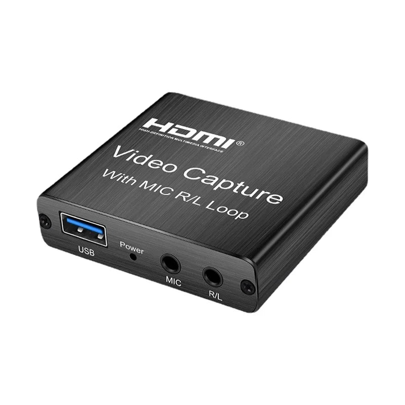 USB HDMI Capture Card - HD Video Recording Box for OBS Game Live Streaming with 3.5mm Mic Input