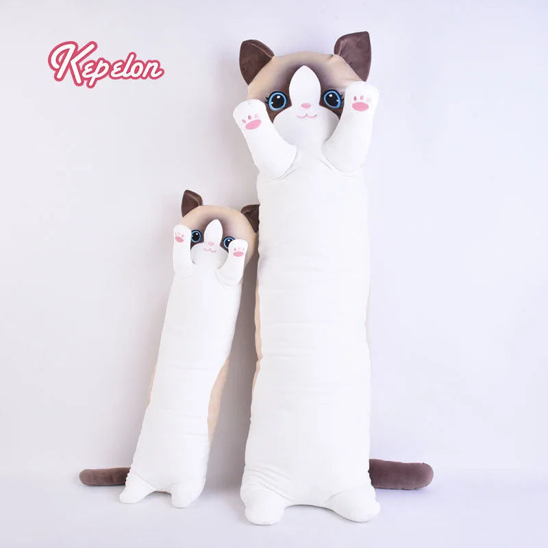 Soft Cat Plush Island Long Stripe Pillow Down Cotton Stuffed Cartoon Kitten Cats Doll Plushie Peluche Sleeping Leg Pillow Gift