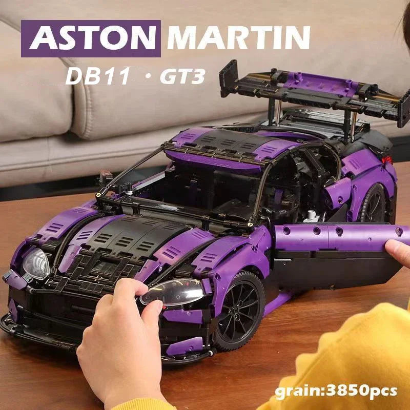 3850PCS Difficult Technical 1:8 Aston Martin GT3 Sport Car DB11 Model Building Blocks Assemble Bricks Collection Toys for Adult