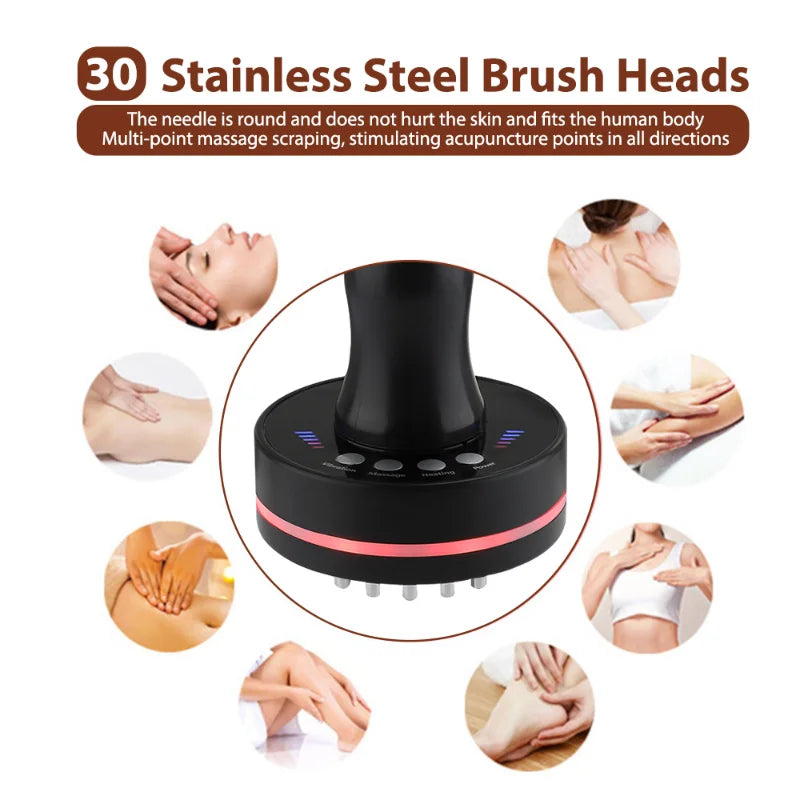 New Electric Body Massager Gua Sha Fat Burning Scraping Slimming Meridian Brush Guasha Vibration Infrared Heat Anti Cellulite