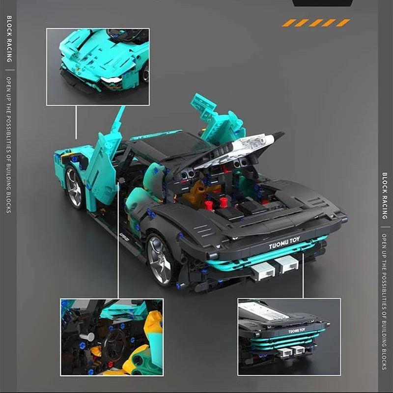 1589PCS Technical Sport Car Building Blocks City Blue Daytona SP3 42143 Assemble Bricks Speed Vehicle Toys Gifts For Boy Kids