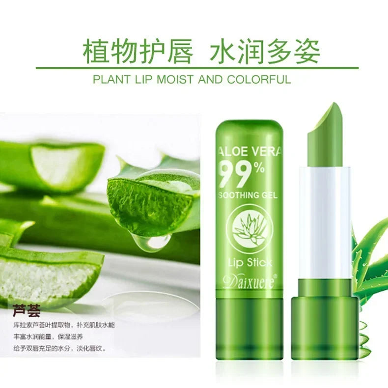 3.5g Moisture Lip Balm Long-Lasting Natural Aloe Vera Lipstick Color Mood Changing Long Lasting Moisturizing Lipstick Anti Aging