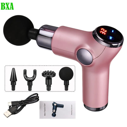 Charging Fascia Gun Mini Massage Gun 4Heads Vibration Massage Machine Muscle Relaxation Neck & Back Compression Massage Portable