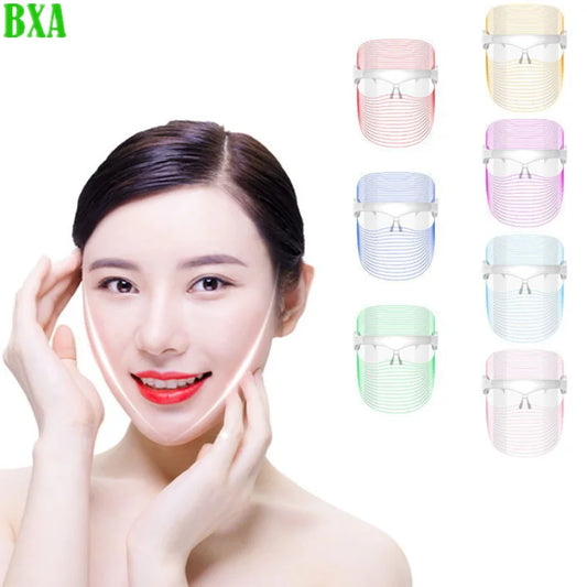 BXA LED Light Therapy Facial Mask 7 Colors Photon Anti-Aging Anti Wrinkle Rejuvenation Wireless Face Mask Skin Care Beatuy