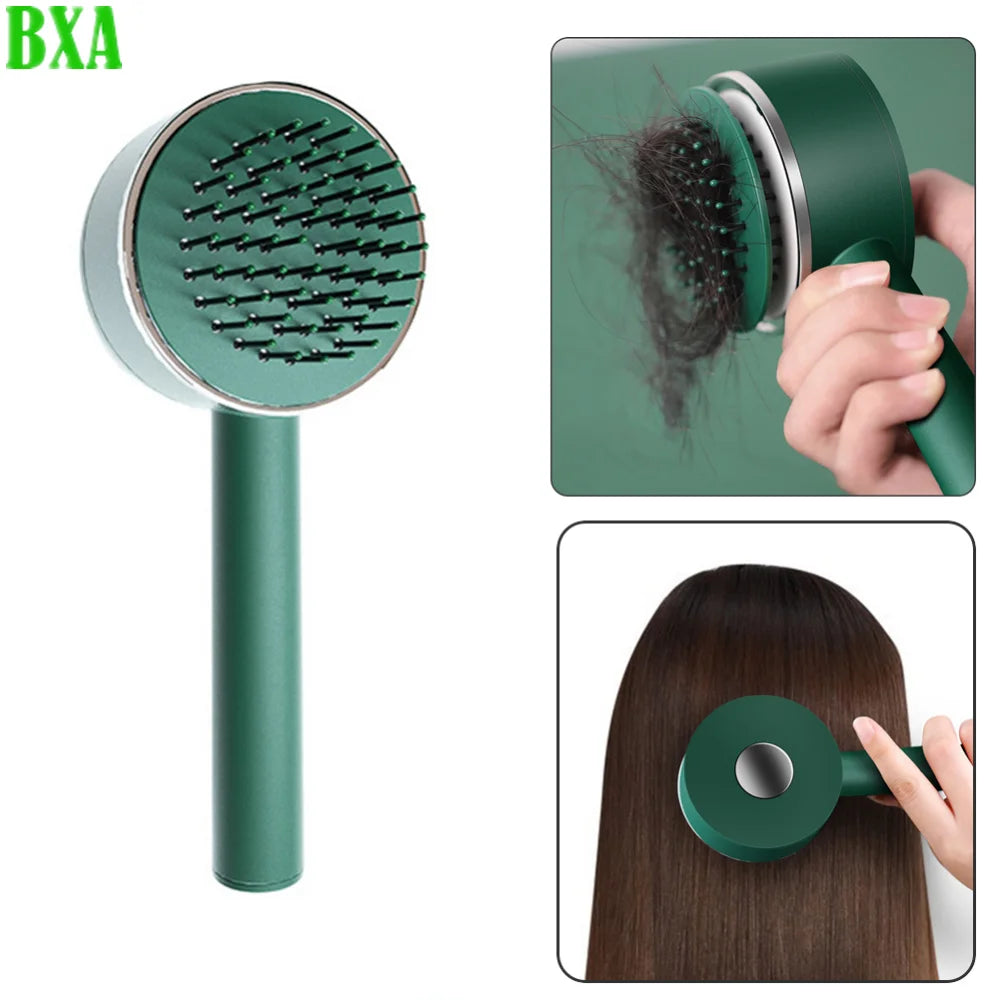 1PC Self Cleaning Hair Brush One-key Cleaning Hair Loss Air bag Massage Scalp Comb Anti-Static Hairbrush Dropshipping