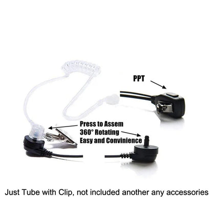 Transparent Replacement FBI Air Tube PTT Mic Microphone Earpiece Headset with Clip for Universal Two Way Radios Walkie Talkie