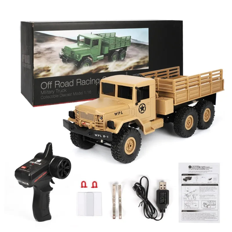 WPLB-16 6WD 1:16 High Speed RC Off-Road Climbing RC Remote Control Car Military Truck CAR Military Car Model Toy For Kid Gift